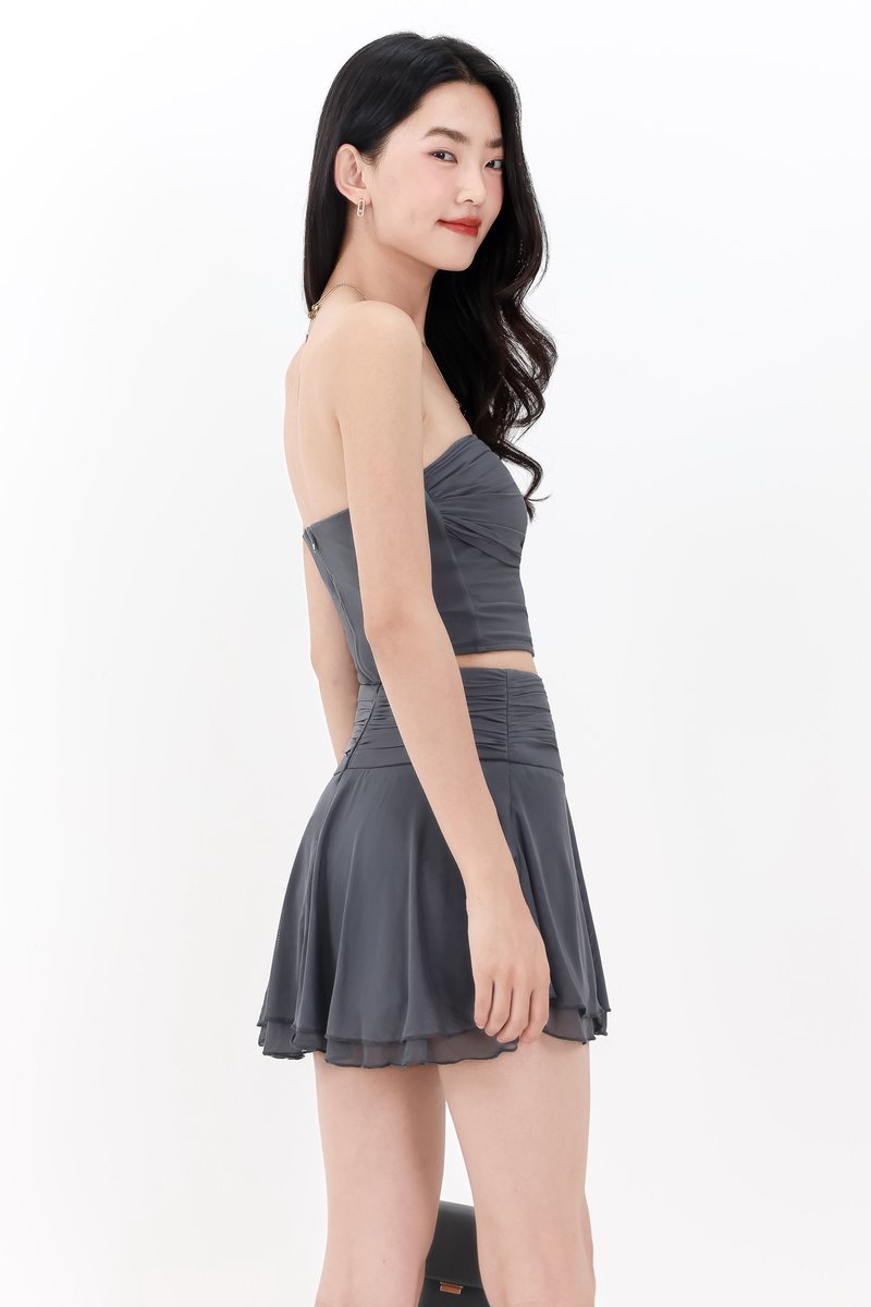 Marley Mesh Co-ord Tube Top in Steel Grey V1