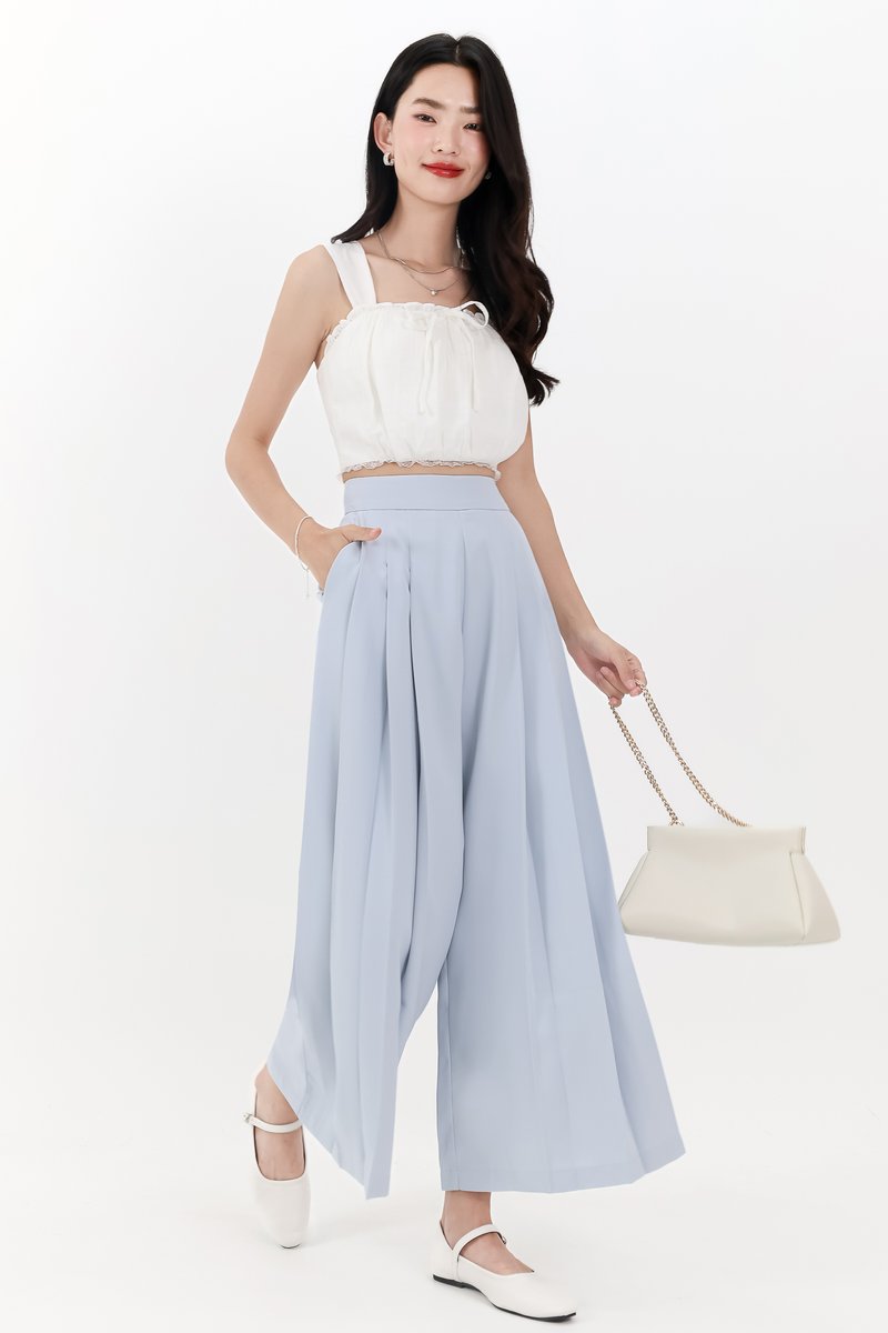 Pixa Pleated Highwaist Pants in Light Blue ( Petite Length )