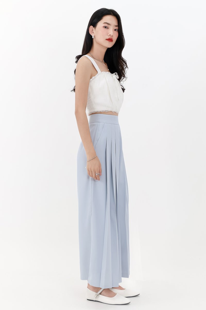 Pixa Pleated Highwaist Pants in Light Blue ( Petite Length )
