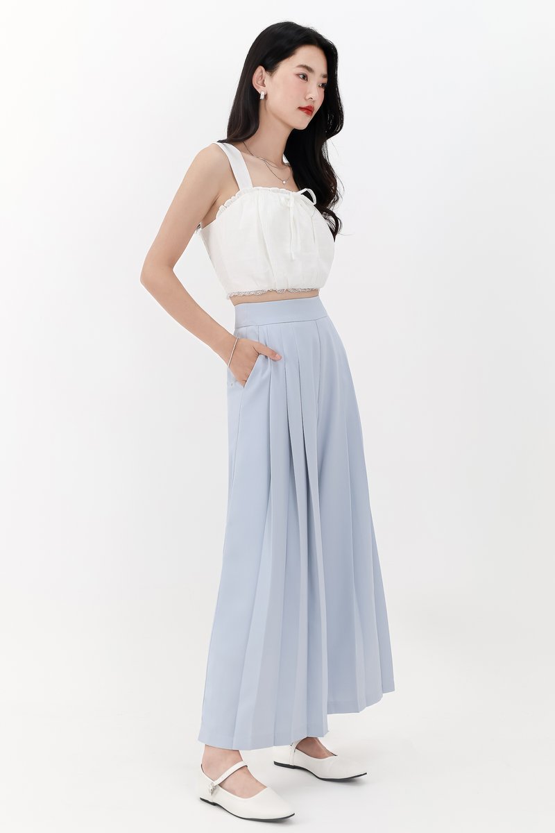 DEFECT | Pixa Pleated Highwaist Pants in Light Blue ( Petite Length ) in S