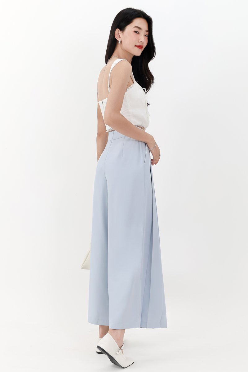Pixa Pleated Highwaist Pants in Light Blue ( Petite Length )
