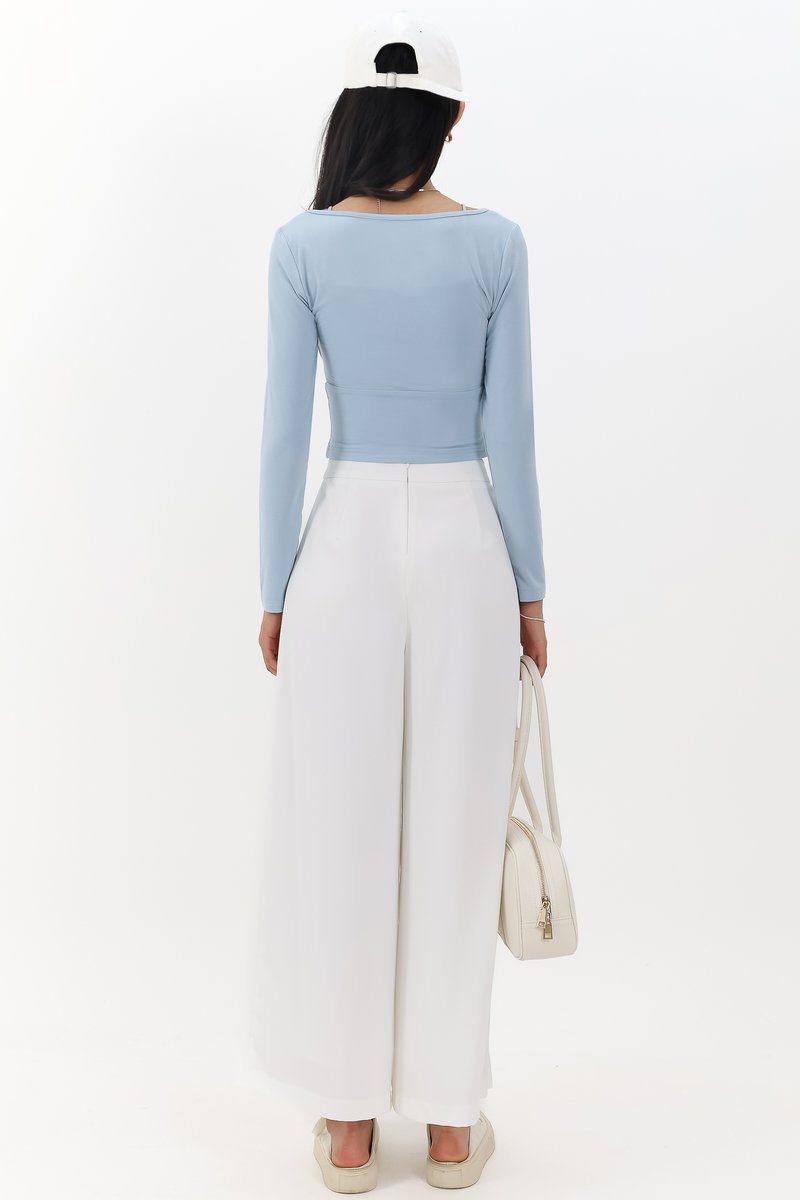 Pixa Pleated Highwaist Pants in White ( Petite Length )