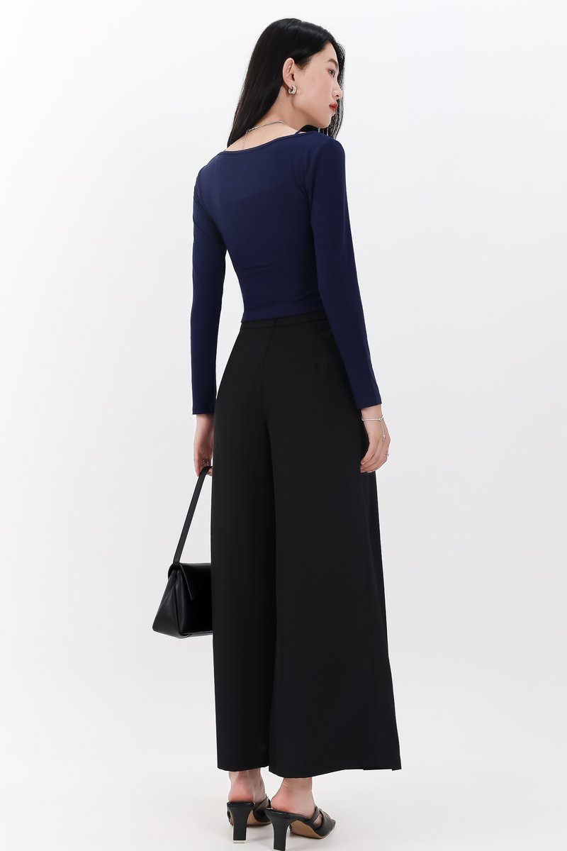 Lara Layered Sleeved Top in Navy