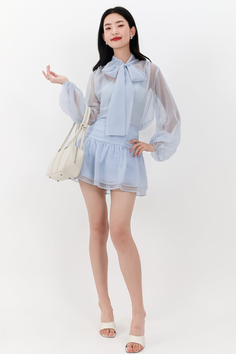 Corelia Co-ord Flutter Skorts in Soft Light Blue