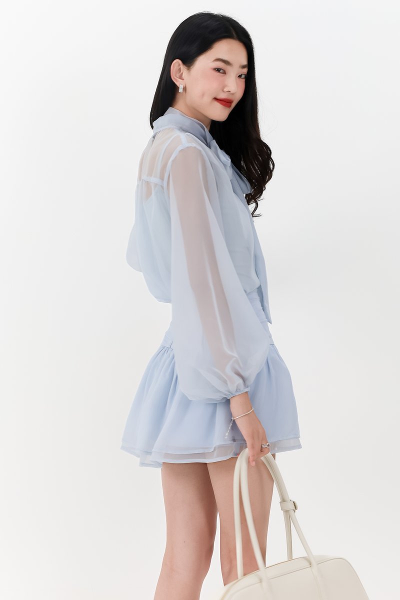 Corelia Co-ord Flutter Skorts in Soft Light Blue