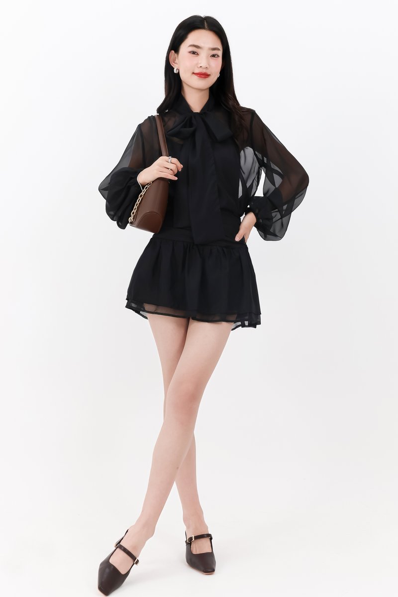 Corelia Co-ord Flutter Skorts in Black