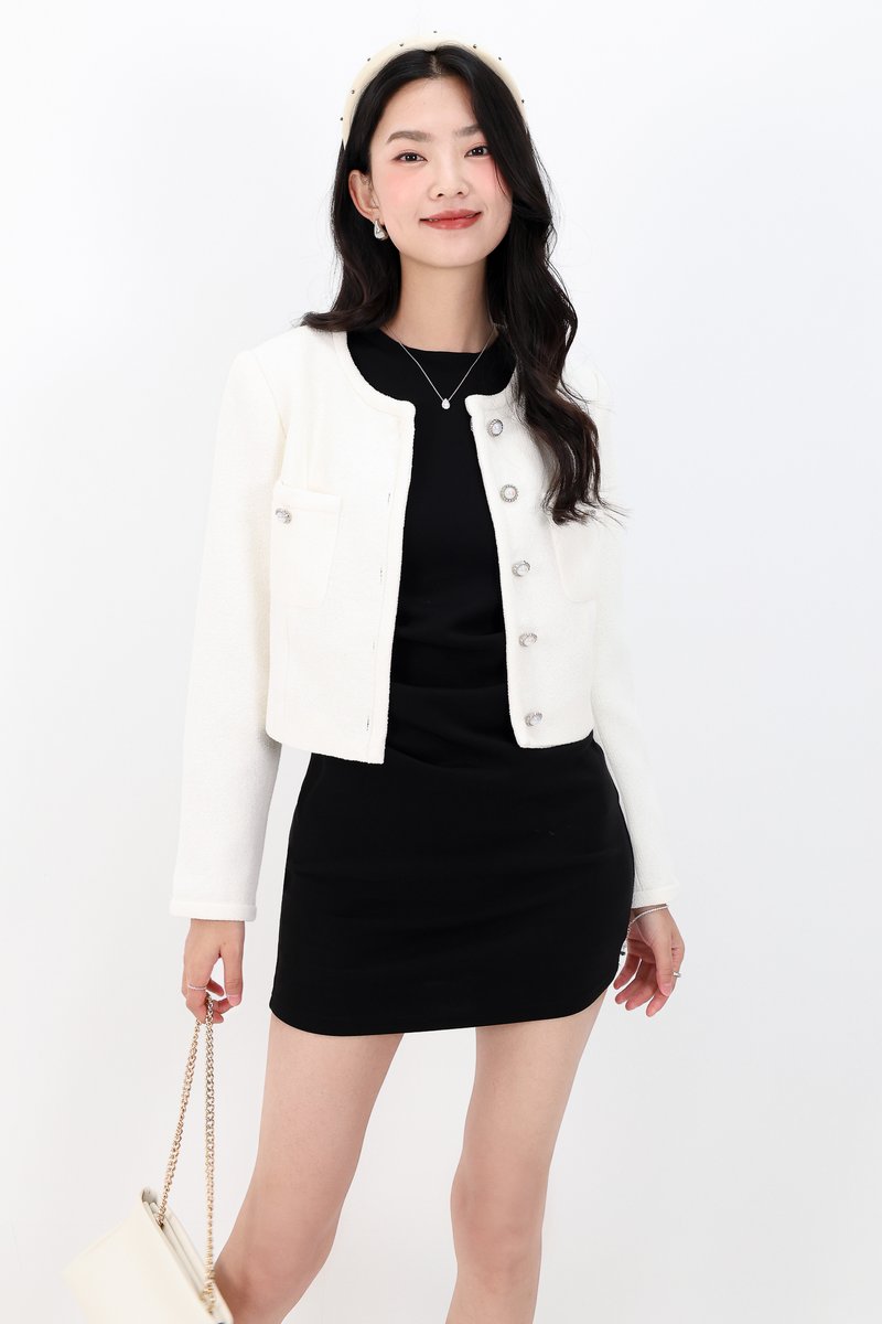 Trixie Tweed Jacket in Cream White