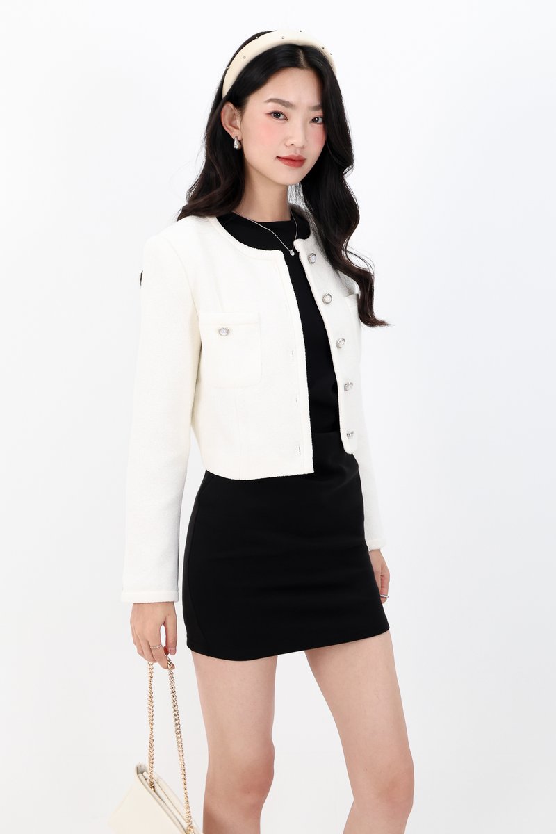 Trixie Tweed Jacket in Cream White