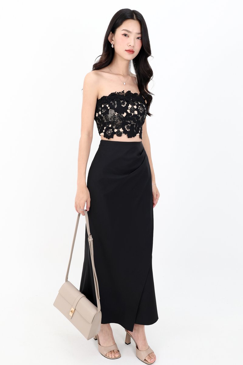 RESTOCKS | Corey Crochet Top in Black x Nude