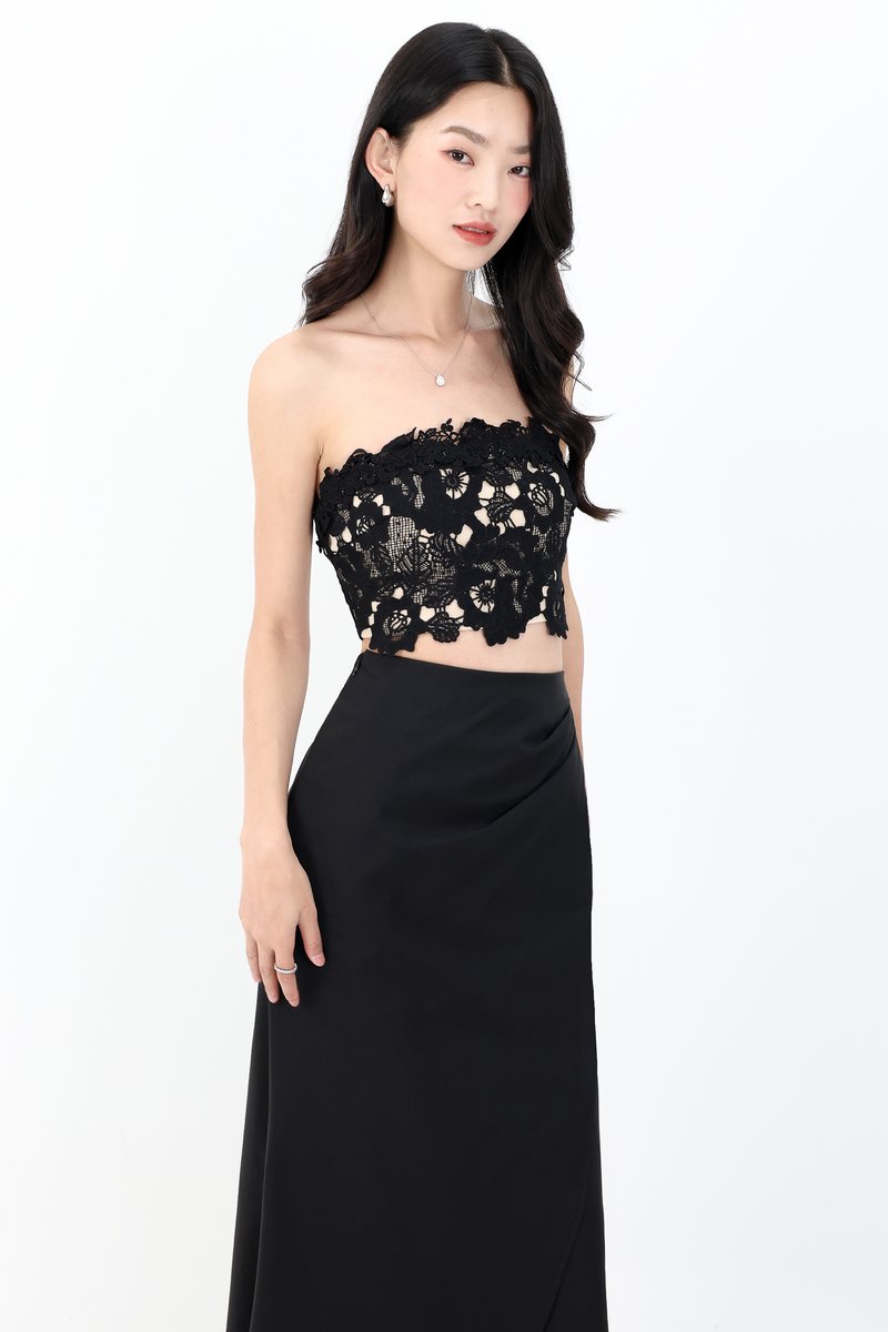 RESTOCKS | Corey Crochet Top in Black x Nude