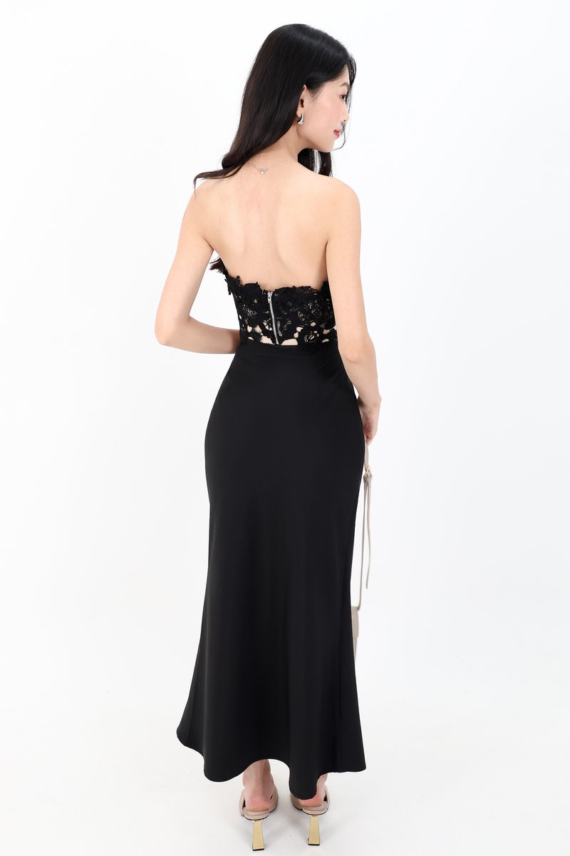 RESTOCKS | Corey Crochet Top in Black x Nude