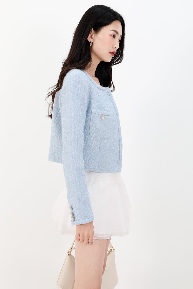 Trixie Tweed Jacket in Light Blue