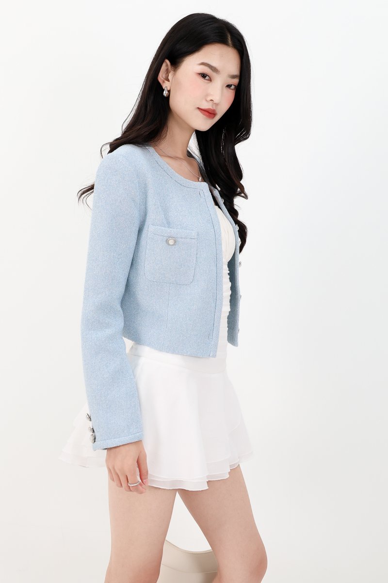 Trixie Tweed Jacket in Light Blue