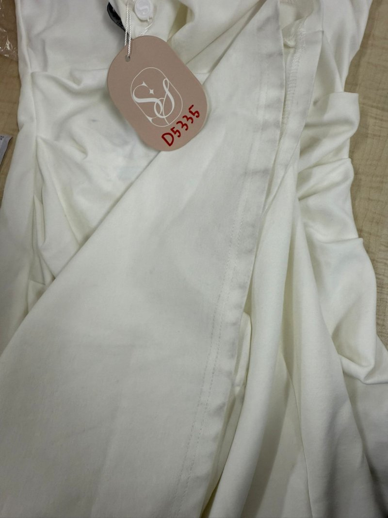 DEFECT | Perwin Padded Sleeved Midi in White in XS