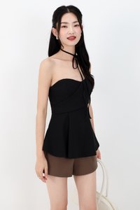 Carmen Co-ord Peplum Top in Black