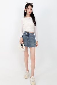 Diara Diagonal Sleeved Top in White