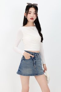 Diara Diagonal Sleeved Top in White