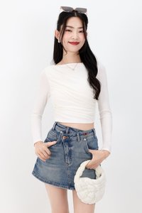 Diara Diagonal Sleeved Top in White