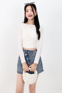 Diara Diagonal Sleeved Top in White