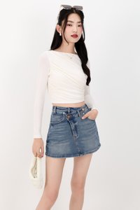 Diara Diagonal Sleeved Top in White