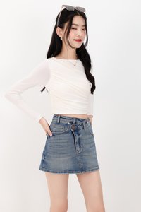 Diara Diagonal Sleeved Top in White