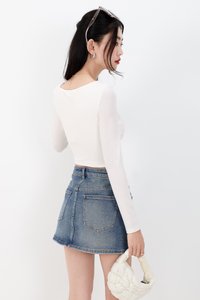 Diara Diagonal Sleeved Top in White