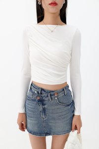 Diara Diagonal Sleeved Top in White