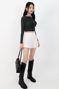 Diara Diagonal Sleeved Top in Muted Dark Forest