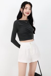 Diara Diagonal Sleeved Top in Muted Dark Forest