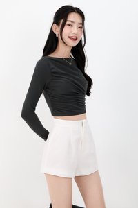 Diara Diagonal Sleeved Top in Muted Dark Forest