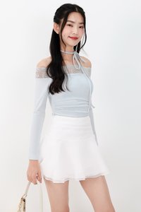 Leora Lace Offshoulder Top in Ice Blue