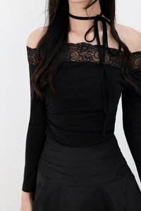 RESTOCKS | Leora Lace Offshoulder Top in Black