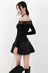 RESTOCKS | Leora Lace Offshoulder Top in Black