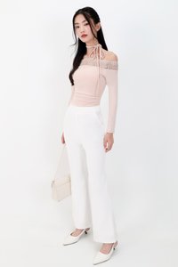 DEFECT | Leora Lace Offshoulder Top in Nude Blush in S