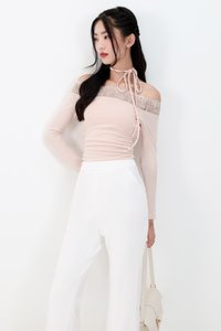 Leora Lace Offshoulder Top in Nude Blush