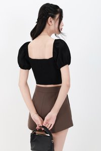 Cammie Corset Sleeved Top in Black