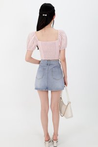 Cammie Corset Sleeved Top in Light Pink