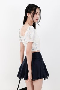 RESTOCKS | Cammie Corset Sleeved Top in Blue Florals