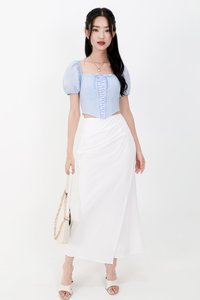 Cammie Corset Sleeved Top in Light Blue