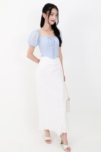 Cammie Corset Sleeved Top in Light Blue