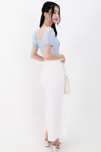 Cammie Corset Sleeved Top in Light Blue