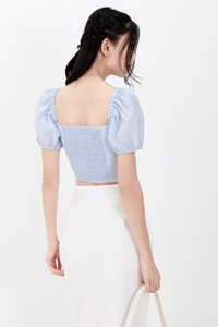 Cammie Corset Sleeved Top in Light Blue