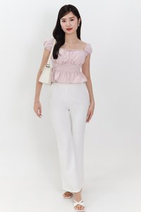 Pesse Peplum Sleeved Top in Light Cool Pink Pesse Peplum Sleeved Top in Light Cool Pink
