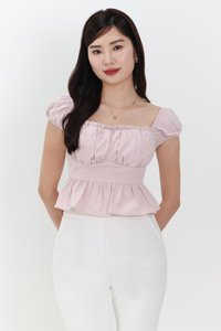 Pesse Peplum Sleeved Top in Light Cool Pink Pesse Peplum Sleeved Top in Light Cool Pink