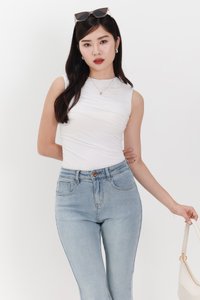 Riri Ruched Padded Top in White Riri Ruched Padded Top in White