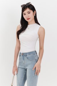 Riri Ruched Padded Top in White Riri Ruched Padded Top in White