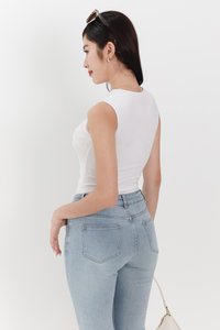 Riri Ruched Padded Top in White Riri Ruched Padded Top in White