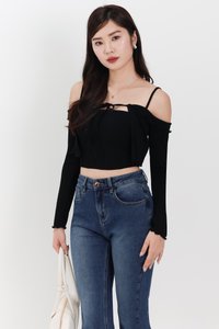 RESTOCKS | Lumi Layered Cardigan Top Set in Black RESTOCKS | Lumi Layered Cardigan Top Set in Black