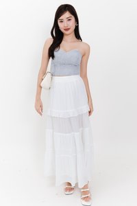 Sherrie Sweetheart Top in Teal Grey Blue