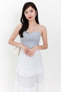 Sherrie Sweetheart Top in Teal Grey Blue